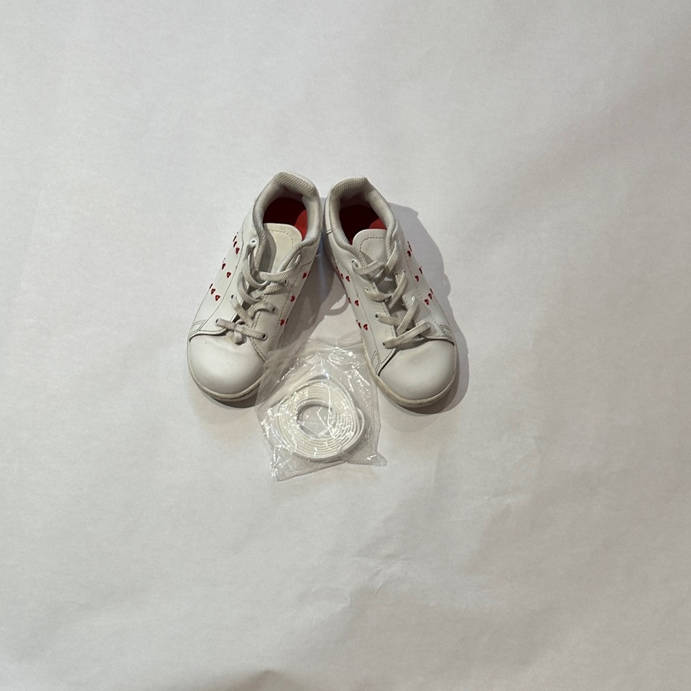 adidas Kids White Sneakers with Red Heart Details